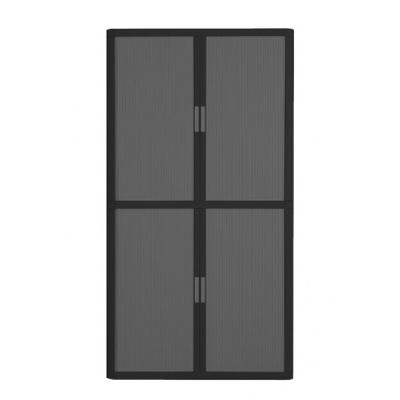 3660141932850-Armoire haute à rideaux EASY OFFICE - 110 x 204 x 41,5 cm - Corps noir - Rideaux et poign