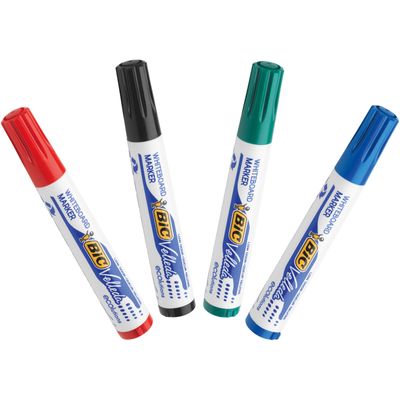 3086120017545-BIC VELLEDA 1751 - Pack de 4 marqueurs effaçables - pointe biseau - couleurs assorties--1