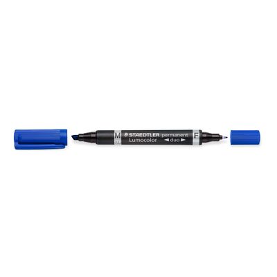 4007817348017-STAEDTLER LUMOCOLOR Duo - Marqueur permanent - double pointe fine et moyenne - bleu--1