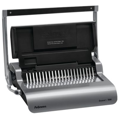 043859651252-Fellowes Quasar +500 - machine à relier / relieuse perforeuse manuelle - perfore 25 feuilles - relie 50--1