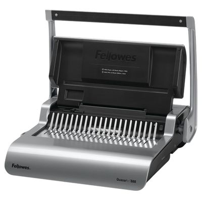 043859651252-Fellowes Quasar +500 - machine à relier / relieuse perforeuse manuelle - perfore 25 feuilles - relie 50--0