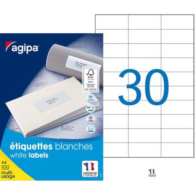 3270241189940-Apli Agipa - 3000 Étiquettes adhésives blanches multi-usages - 70 x 29,7 mm - coins droits - réf 118--0
