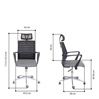 3397704690161-Fauteuil de bureau MOLITOR - accoudoirs fixes - appui-tête réglable - noir et gris--7