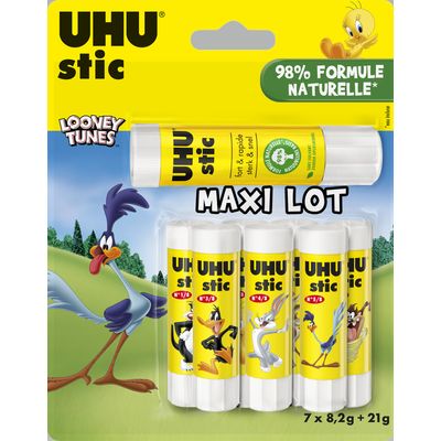 4026700349900-UHU - 7 Bâtons de colle 8.2 g  + 1 bâton 21 g - Looney Tunes--0
