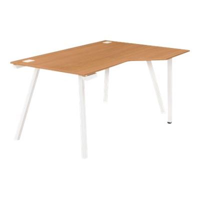 3483600495334-Bureau compact droit - SUNDAY - noyer - pieds trapèze-Angle gauche-0