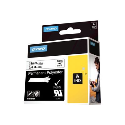 0071701184849-Dymo - Ruban d'étiquettes polyester auto-adhésives - (19 mm x 3,5 m) - fond blanc écritur-Angle droit-2
