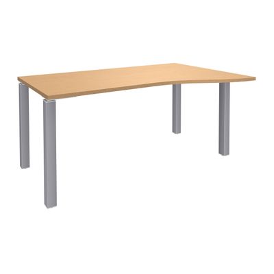 3253310164932-Bureau Vague EXPRIM - L160 cm - Retour droite - Plateau imitation Hêtre - Pieds alu--0