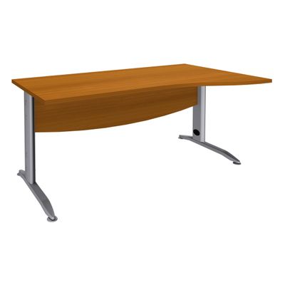 3253310149991-Bureau droit IDRA - Vague à droite - L140 cm - Pieds alu - plateau imitation Merisier--0