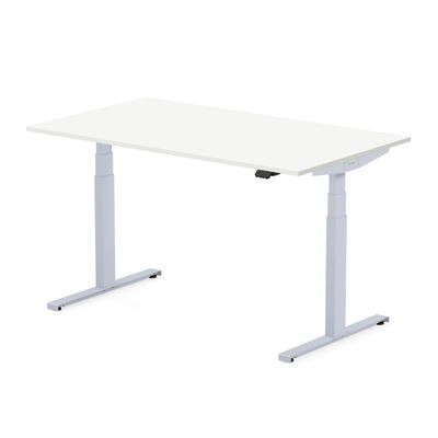 3760350281388-Bureau électrique UGO - L140x80cm - pieds gris - plateau blanc laqué--0