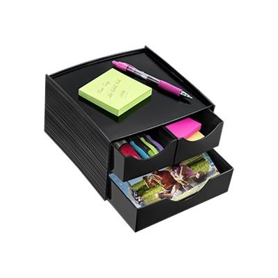 3462159007878-CEP First - Mini module de classement - 2 petits/1 grand tiroirs noir-Angle gauche-0