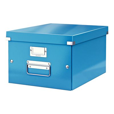 4002432398119-Leitz Click & Store - Boîte de rangement A4 - bleu métallisé-Angle droit-1