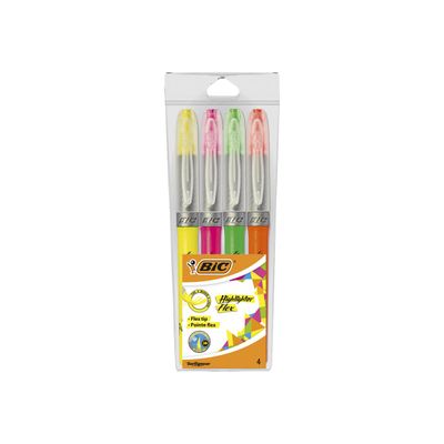 3086123498587-BIC Highlighter Flex - Pack de 4 surligneurs - couleurs assorties-Avant-0