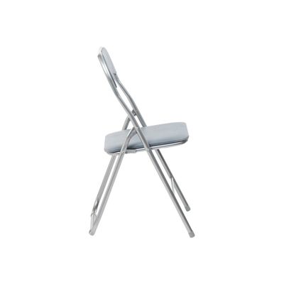 3760185028943-Chaise pliante JUNY - assise et dossier recouverts de PVC - Gris-Gauche-2