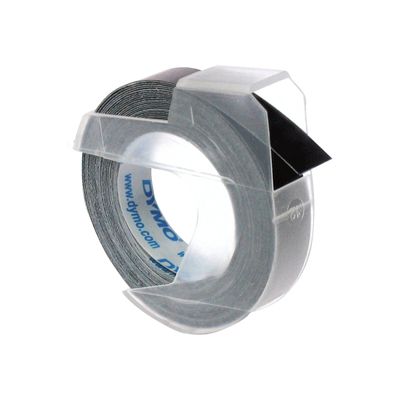 3501170898130-Dymo - Ruban d'étiquettes auto-adhésives 3D - 1 rouleau (9 mm x 3 m) - fond noir-Angle gauche-0