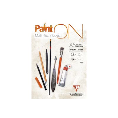 3329680965384-Clairefontaine Paint ON - bloc encollé - A5 - 40 feuilles-Avant-0