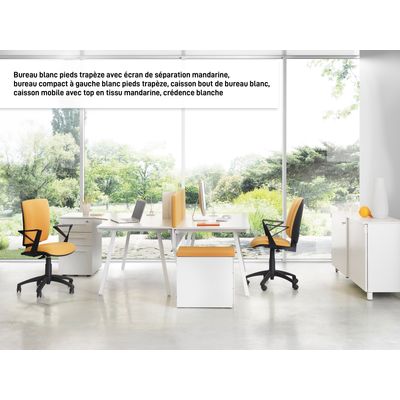 3483600495587-Bureau compact à droite SUNDAY - 160 cm - Pieds trapèze - Gris--1