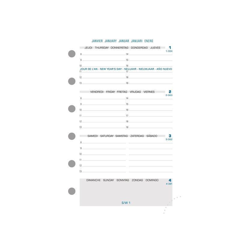 3660942001205-Exacompta Exatime 14 - Recharge (septembre à décembre) pour organiseur - 1 semaine sur 2 pages - 8,1 --3
