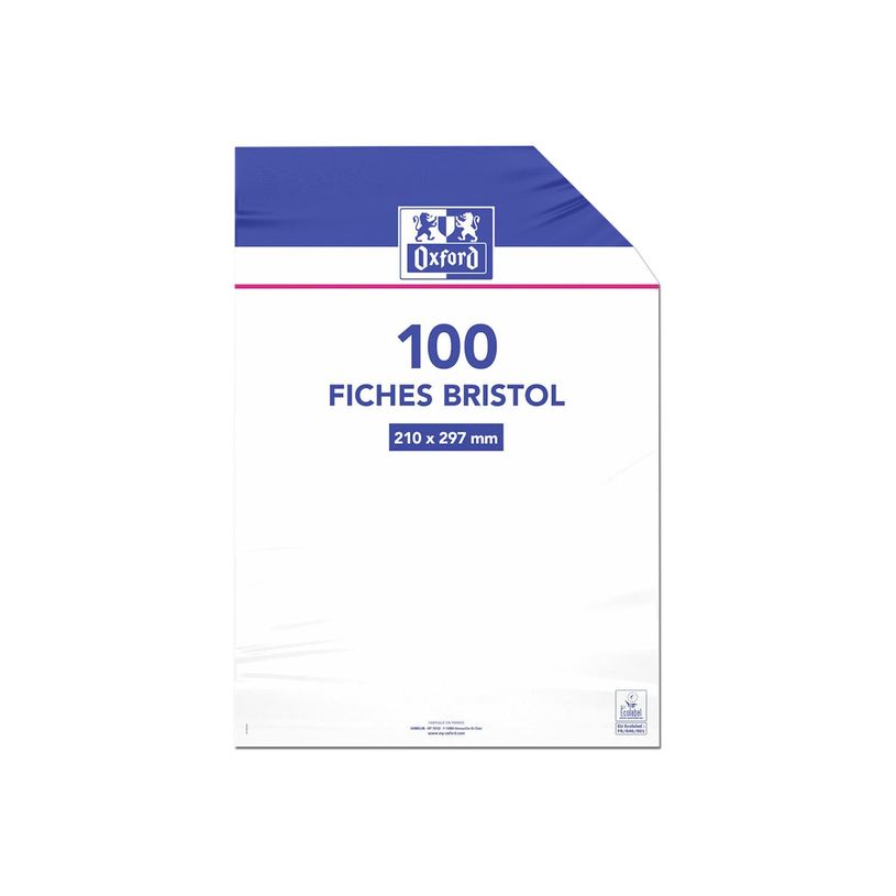 3020122170006-Oxford - Fiches Bristol - A4 - 21  x 29,7 cm - Non perforées - Blanc - Uni - Pack de 100-P_217000_2-1