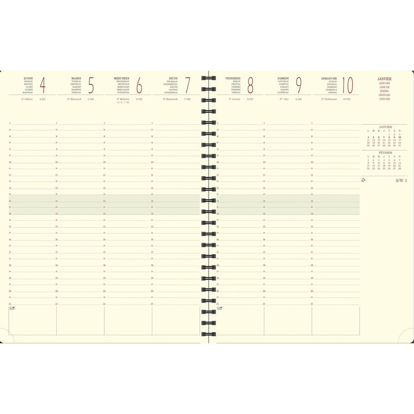 3660942002271-Agenda spiralé Barbara Eurotime 27S - 1 semaine sur 2 pages - 21 x 29,7 cm - noir - Exacompta--1