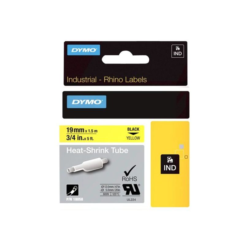 0071701180582-DYMO Rhino tubes thermorétractables - Polyoléfine - noir sur jaune - rouleau (1,9 cm x 1-P_300023883_2-2