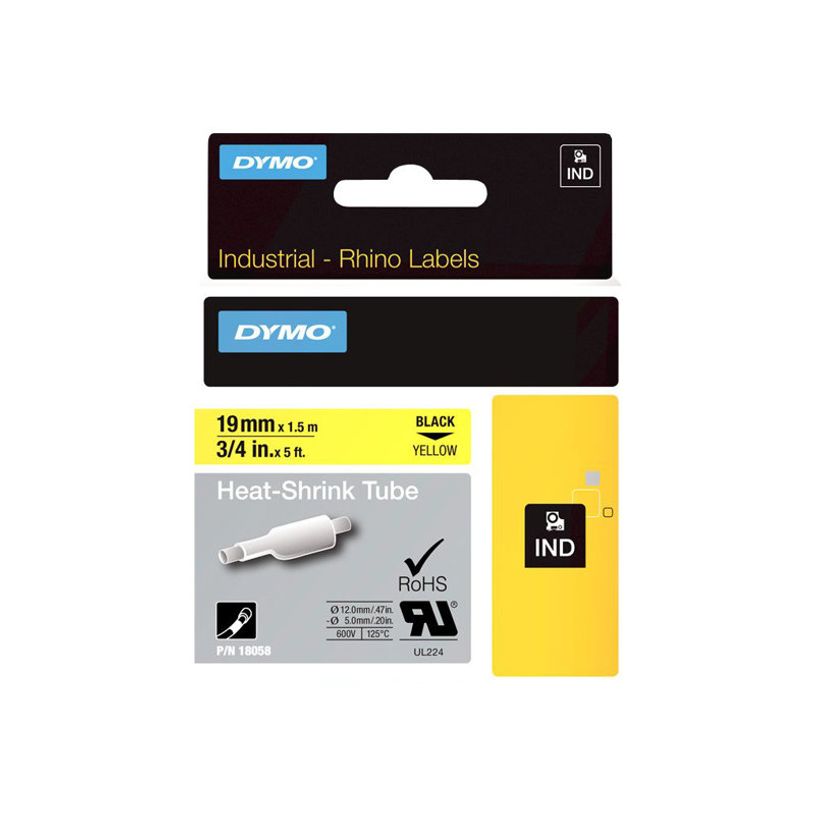 0071701180582-DYMO Rhino tubes thermorétractables - Polyoléfine - noir sur jaune - rouleau (1,9 cm x 1-P_300023883_5-0