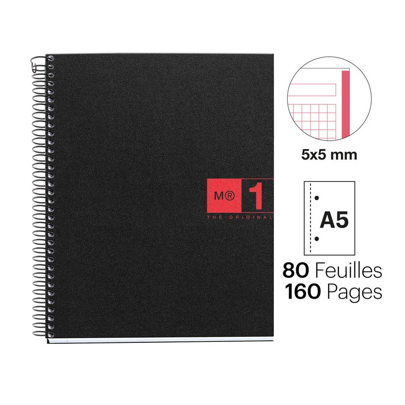 8422593026533-THE ORIGINAL NOTEBOOK, couverture souple, A5, quadrillage 5x5 mm, 80 feuilles de 1 couleur, Miquelrius,--2