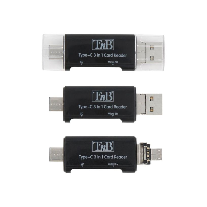 3303170084861-T'nB - Lecteur de carte - 3 en 1 (SD, micro SD) - micro USB 2.0/USB 2.0/USB-C-P_300053477_14-3