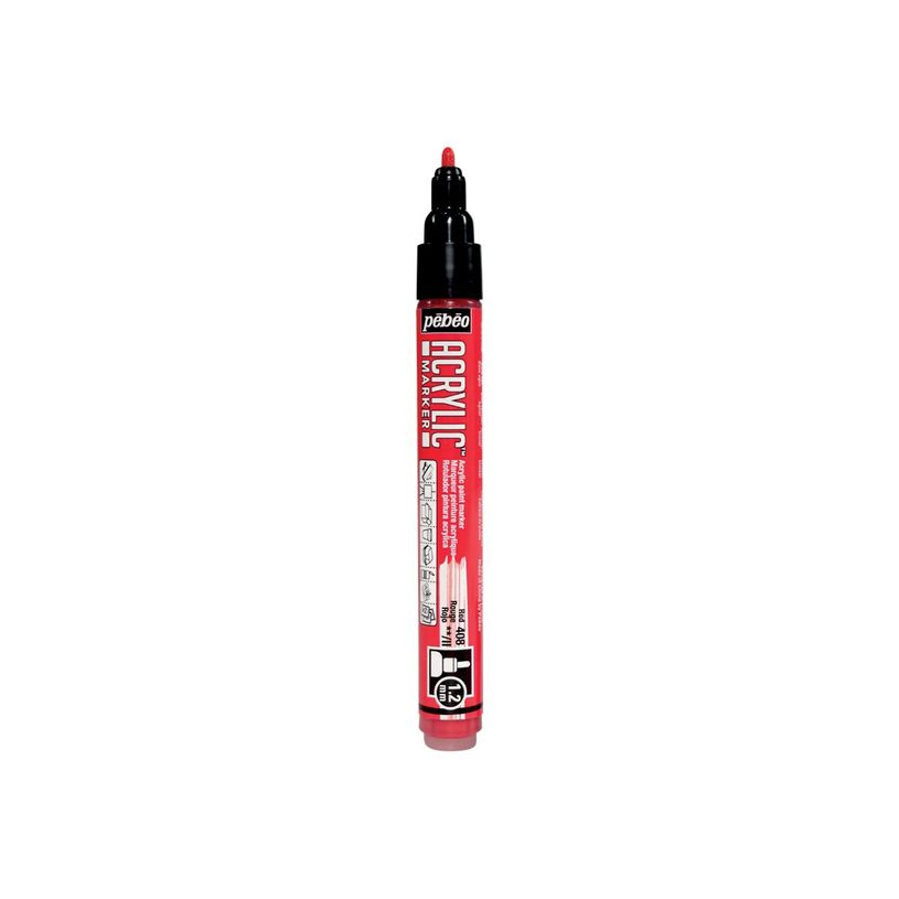 3167862057089-Pebeo Acrylic - Marqueur - rouge - encre acrylique à base d'eau - 1.2 mm - pointe fine-P_300053518_1-0