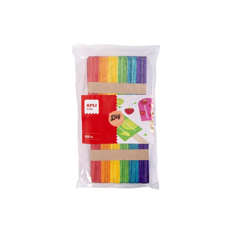 8410782174530-APLI kids Diy - Bâtonnets en bois - 500 pièces - couleurs assorties-P_300053544_1-0