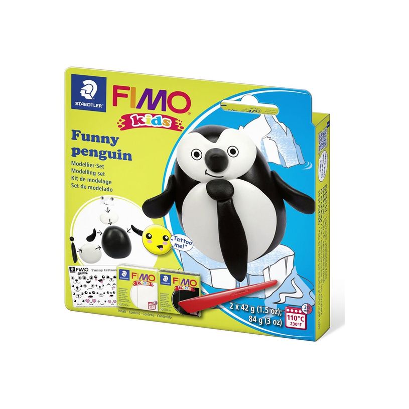 4007817078709-FIMO kids 8035 - Ensemble de pâte à modeler - 4 pièces - funny penguin - 84 g - noir, b-P_300054540_4-0