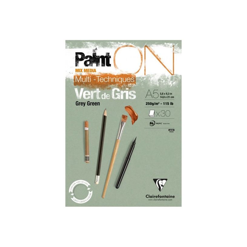 3329689757041-Clairefontaine PaintON - Bloc - gommé - A5 - 30 feuilles - verdigris-P_300054947_1-0