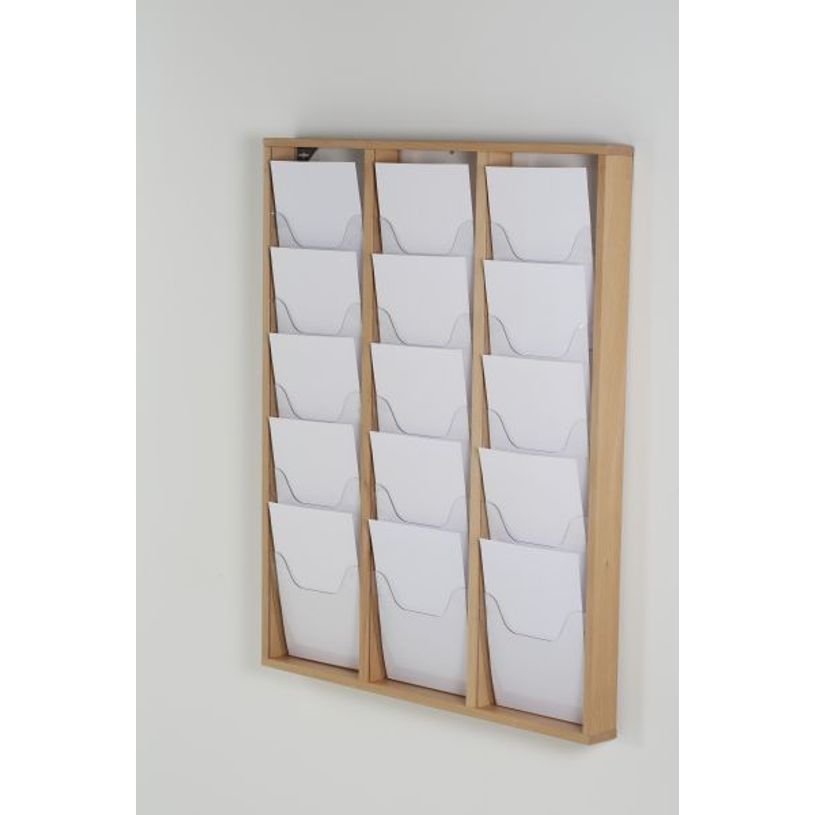 3660412028367-Promocome - Présentoir de journaux mural - 3 x 5 compartiments A4 - bois foncé-P_400001421_1-0