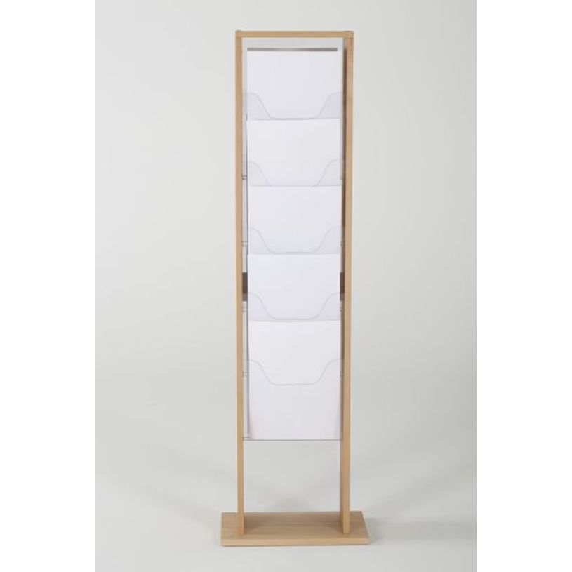3660412028428-Promocome - Présentoir de journaux de sol - 1 x 5 compartiments A4 - bois foncé-P_400001427_1-0