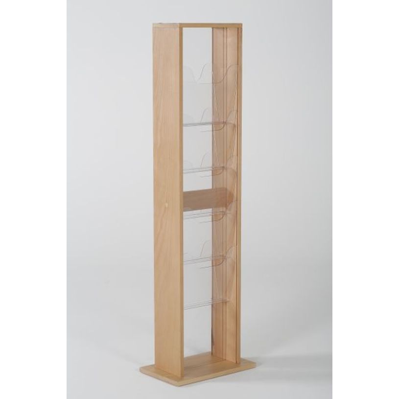 3660412028428-Promocome - Présentoir de journaux de sol - 1 x 5 compartiments A4 - bois foncé-P_400001427_2-1