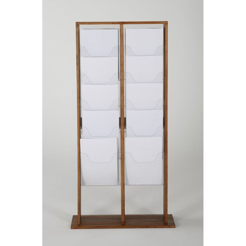 3660412028435-Promocome - Présentoir de journaux de sol - 2 x 5 compartiments A4 - bois foncé-P_400001428_1-0
