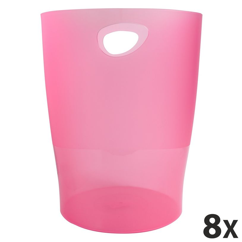 9002493032095-Exacompta Ecobin - 8 Corbeilles à papier 15L - framboise translucide-P_400001785_1-0