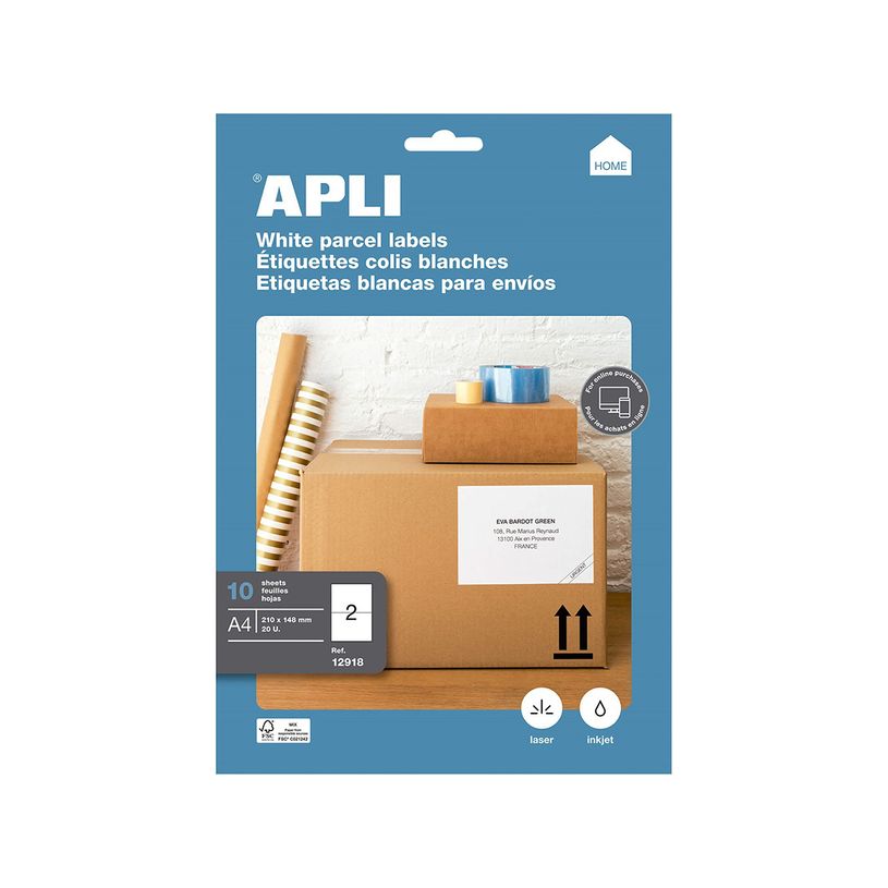 8410782129189-Apli Agipa - 20 Étiquettes adhésives blanches multi-usages - 210 x 148 mm - coins droits-P_400002959_3-0