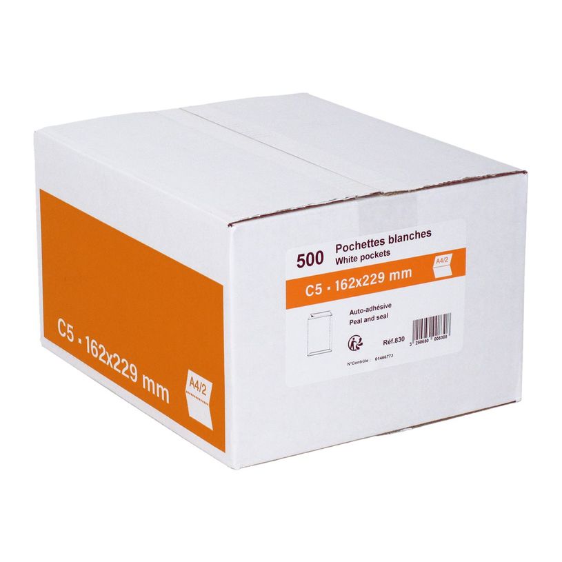 3250650008308-GPV - 500 Pochettes Enveloppes C5 162 x 229 mm - 90 gr - sans fenêtre - blanc - bande adh-P_400004371_1-0