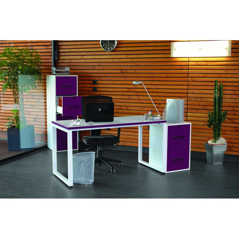3700339874033-Bureau droit MT1 Elégance - L120 x P67 x H75 cm - pieds blancs - plateau blanc chants pru-P_400004660_1-0