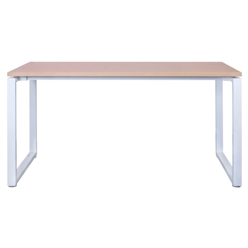 3700339878048-Bureau droit MT1 Elégance - L160 x P67 x H75 cm - pieds blancs - plateau imitation hêtre-P_400004667_2-1