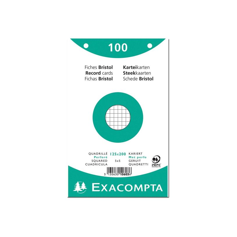 3130631106035-Exacompta - 12 Packs de 100 Fiches Bristol - 12,5 x 20 cm - petits carreaux - perforées --P_400005610_1-2