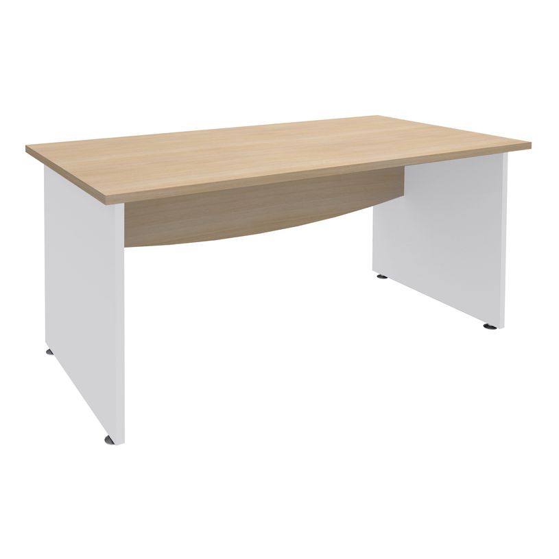 3253310174849-Bureau droit DUAL - L120 - Pieds blanc - plateau imitation Chêne clair-P_400008968_1-0