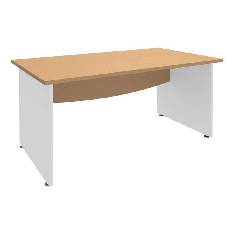 3253310174870-Bureau droit DUAL - L120 - Pieds blanc - plateau imitation Hêtre-P_400008974_1-0
