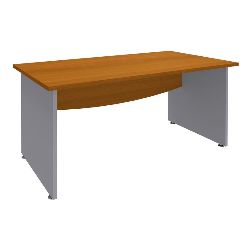 3253310105386-Bureau droit DUAL - L140 - Pieds Alu - plateau imitation Merisier-P_400008996_1-0