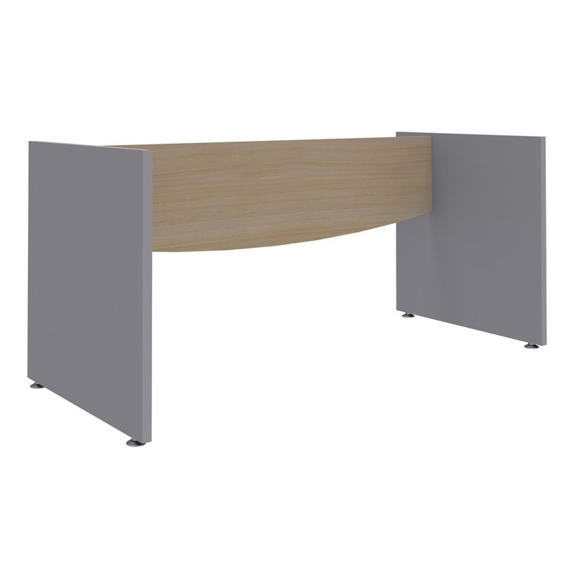 3253310175624-Bureau compact à gauche DUAL - L180 cm - Pieds blanc - plateau imitation Erable (Pieds de renfort ou caisson bout de bureau obligat-P_400009109_5-3