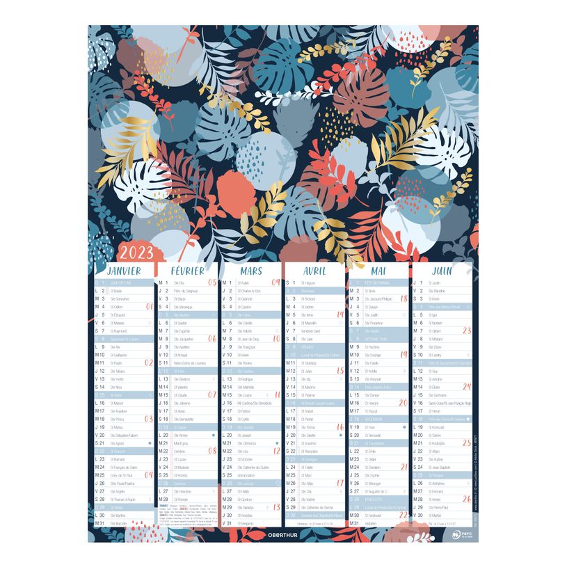 3664447125480-Oberthur Poster or - Calendrier 6 mois par face - 21 x 27 cm-P_400009343_1-0