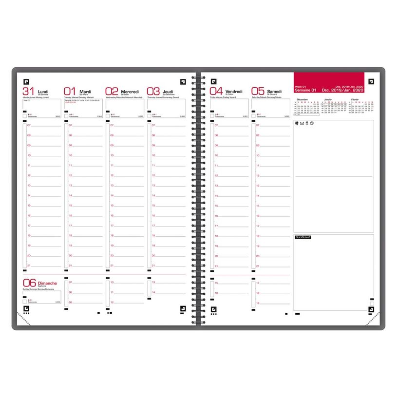 3147280090806-Agenda spiralé Voyage - 1 semaine sur 2 pages - 15 x 21 cm - noir - Oxford-P_400009472_2-1