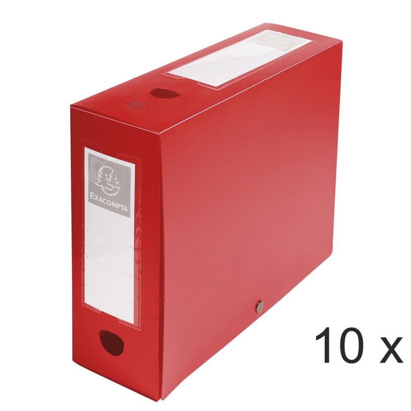 3130632599355-Exacompta - 10 Boîtes de classement à pression - dos 100 mm - rouge - polypro-P_400010600_1-0