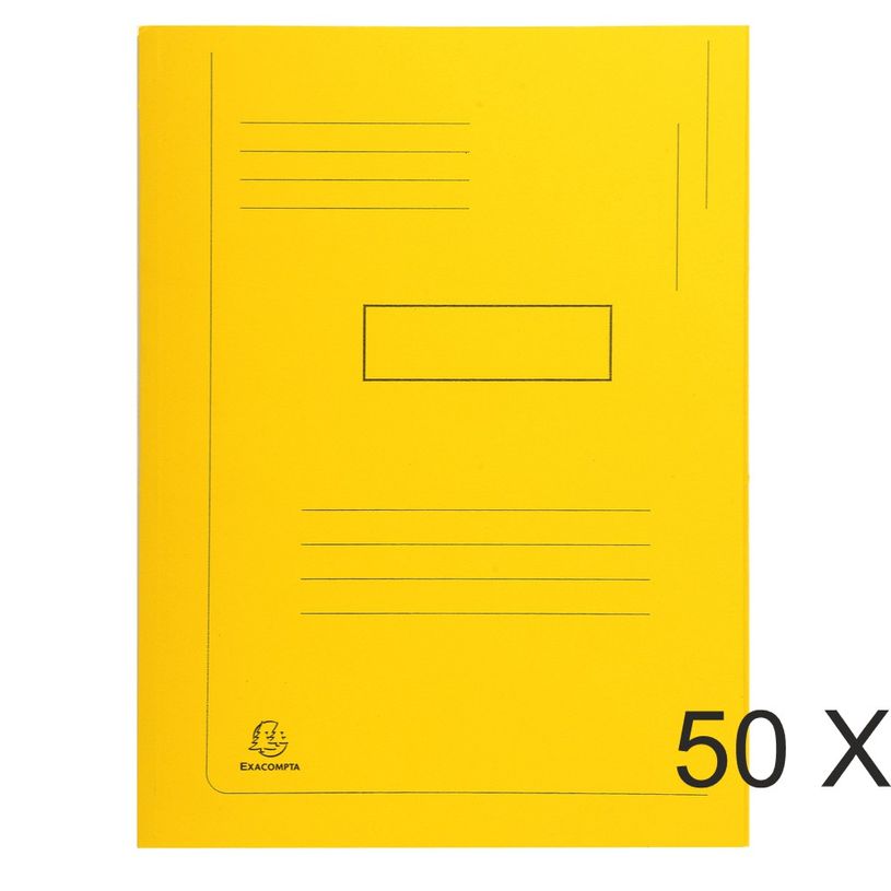 0404000109600-Exacompta Forever - 50 Chemises imprimées 2 rabats - 290 gr - jaune-P_400010960_1-0