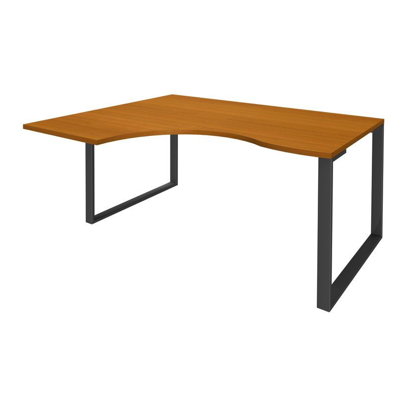 0404000123309-Bureau compact LOFTER - L160 cm - Retour à gauche - Plateau imitation Merisier - pied Carbone - (pied de renfort obligat-P_400012330_1-0